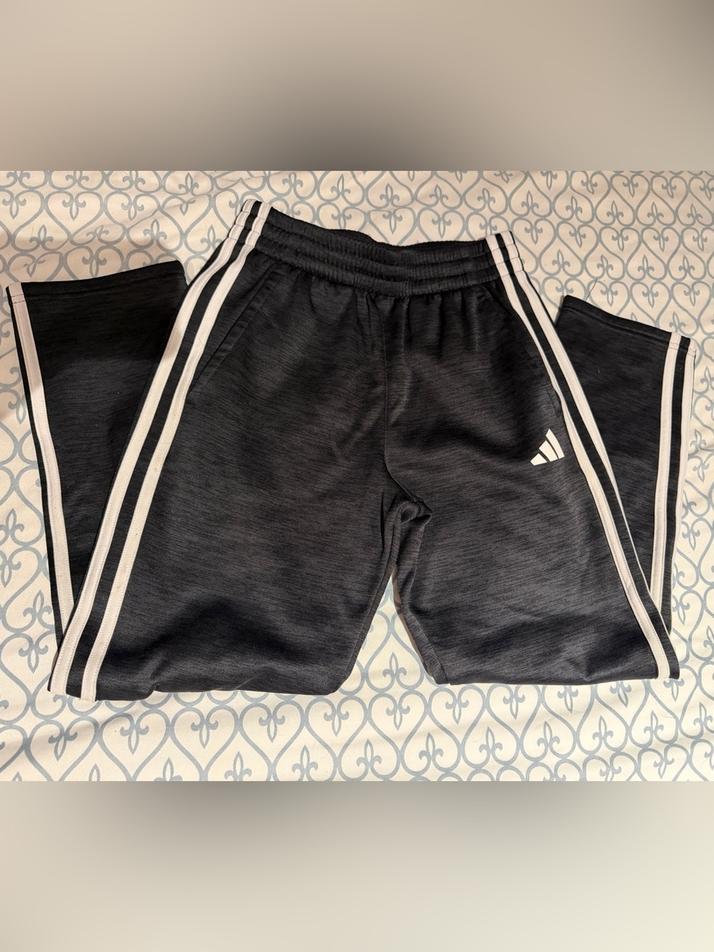 adidas Kids Black Joggers with White Side Stripes